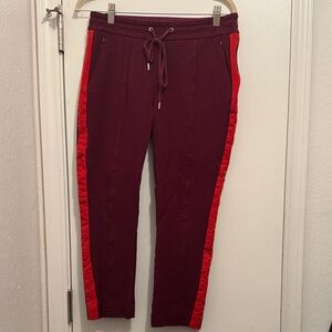 Burgundy Joggers with Red Stripes